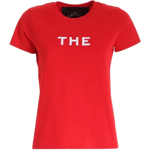 Rotes Besticktes T-Shirt, 100% Baumwolle, Hergestellt in Portugal - Marc Jacobs - Modalova