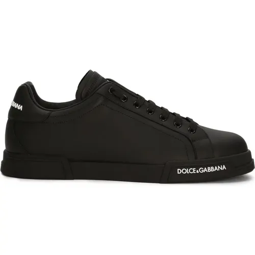 Schwarze flache Schuhe stilvolles Design , Herren, Größe: 40 EU - Dolce & Gabbana - Modalova