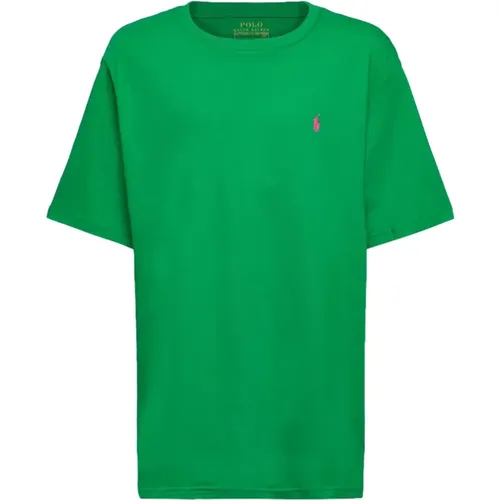 Grünes T-Shirt - Signaturbesticktes Pony , Damen, Größe: L - Ralph Lauren - Modalova