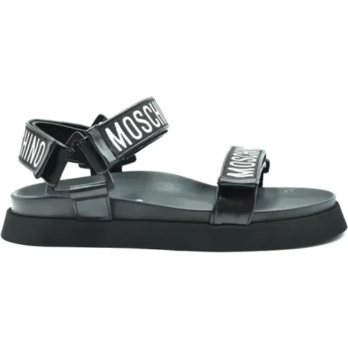 Leather Flat Sandals for Men , male, Sizes: 6 UK, 7 UK, 9 UK, 8 UK, 10 UK - Moschino - Modalova