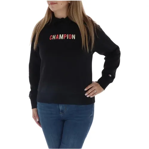 Schwarzer Bedruckter Kapuzenpullover Damen Herbst/Winter - Champion - Modalova