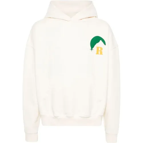 Ivory Cotton Jersey Hoodie with Graphic Logo Print , male, Sizes: S - Rhude - Modalova