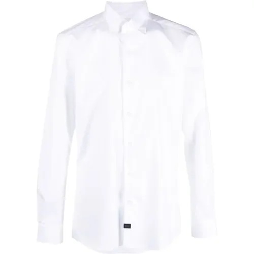 Stretch Shirt with Logo Tag , male, Sizes: XL - Fay - Modalova