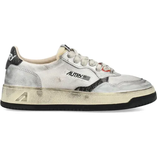 Vintage Low Top Silver White Sneakers , female, Sizes: 4 UK - Autry - Modalova