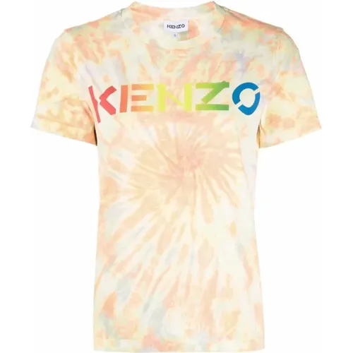 Logo-Print Tie-Dye T-Shirt , Damen, Größe: XS - Kenzo - Modalova