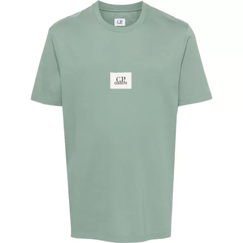 Grünes Logo T-Shirt , Herren, Größe: M - C.P. Company - Modalova