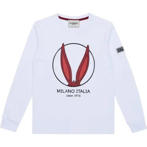 Kids - crew-neck sweatshirt with stylized Looney Tunes silhouettes - Iceberg - Modalova