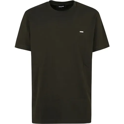 Grünes T-Shirt mit Logo-Detail , Herren, Größe: 2XL - Dsquared2 - Modalova