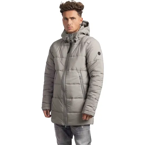 Long Puffer Winter Jacket Grey , male, Sizes: L, XL, M, S - Aspact - Modalova