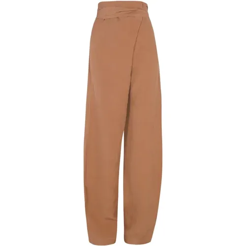 High-waisted linen and silk pants , female, Sizes: 2XL, M, XL, S, XS, L - Cortana - Modalova
