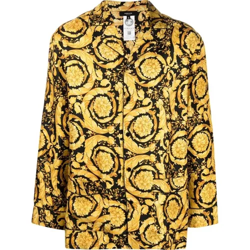 Baroque Pattern Silk Shirt , male, Sizes: S - Versace - Modalova