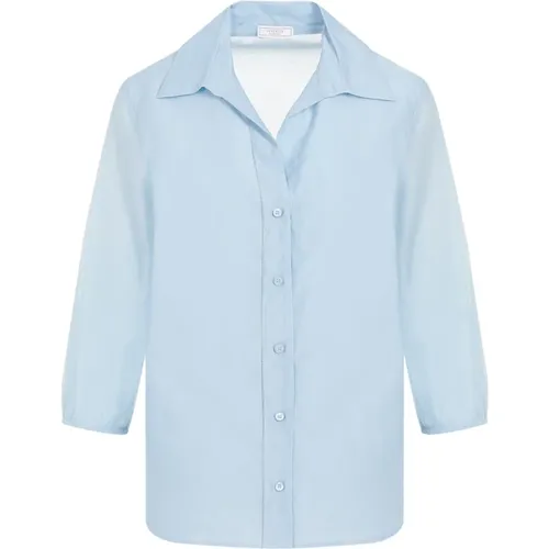 Hellblaues Baumwollseidenshirt , Damen, Größe: 2XS - PESERICO - Modalova