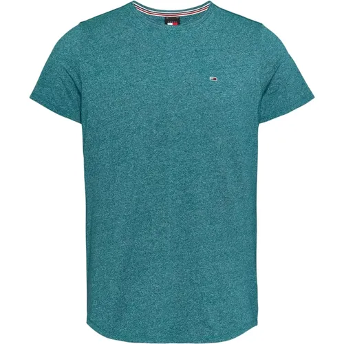 Besticktes Logo T-Shirt - Grün , Herren, Größe: XL - Tommy Jeans - Modalova
