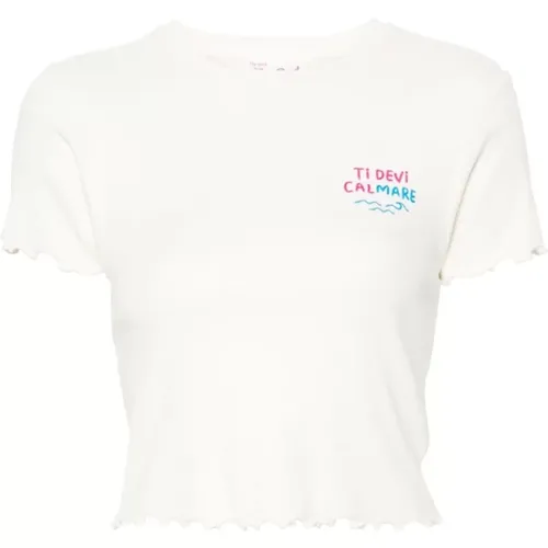 Wavy Hem Printed Text T-shirt , female, Sizes: M - MC2 Saint Barth - Modalova