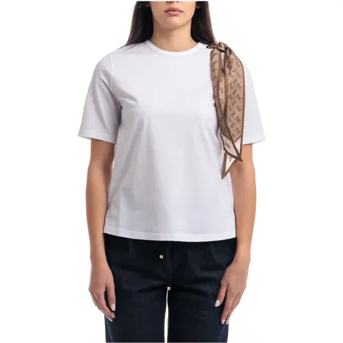 Superfeines Baumwoll-Stretch-T-Shirt mit Schal , Damen, Größe: S - Herno - Modalova