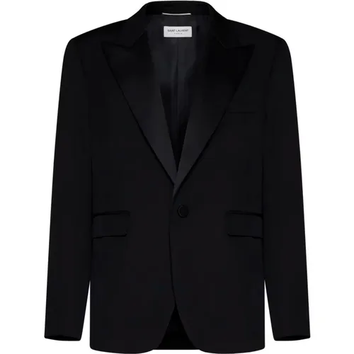 Wool Peak Lapel Jacket , male, Sizes: M, L, 3XL, XL - Saint Laurent - Modalova