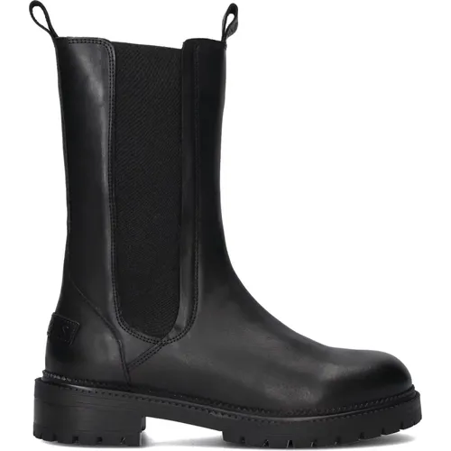 Schwarze Leder Chelsea Boots , Damen, Größe: 37 EU - Shabbies - Modalova