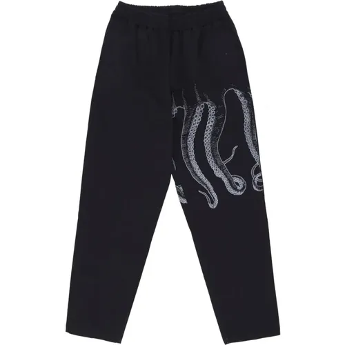 Schwarze Joggerhose mit Tentakeldruck , Herren, Größe: XS - Octopus - Modalova