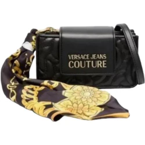 Quilted Chain Shoulder Bag with Removable Scarf , female, Sizes: ONE SIZE - Versace Jeans Couture - Modalova
