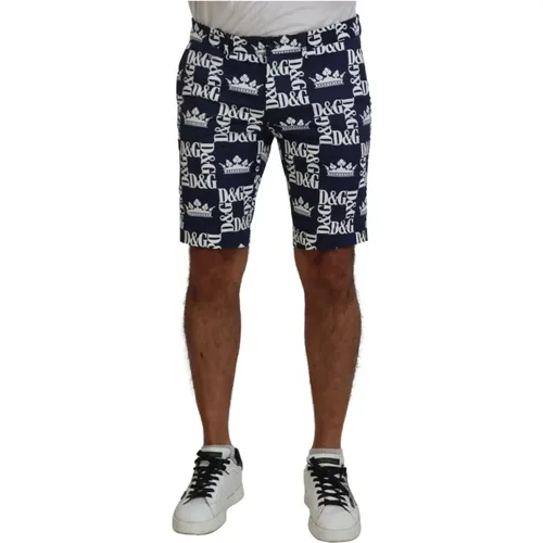 Blaue Logo Print Chinos Shorts , Herren, Größe: S - Dolce & Gabbana - Modalova