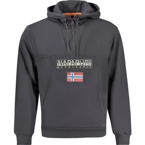 Schwarzer Hoodie mit halbem Reißverschluss , Herren, Größe: M - Napapijri - Modalova