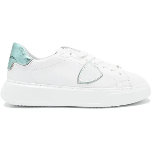 Niedrige Sneakers in Weiß und Aqua , Damen, Größe: 40 EU - Philippe Model - Modalova