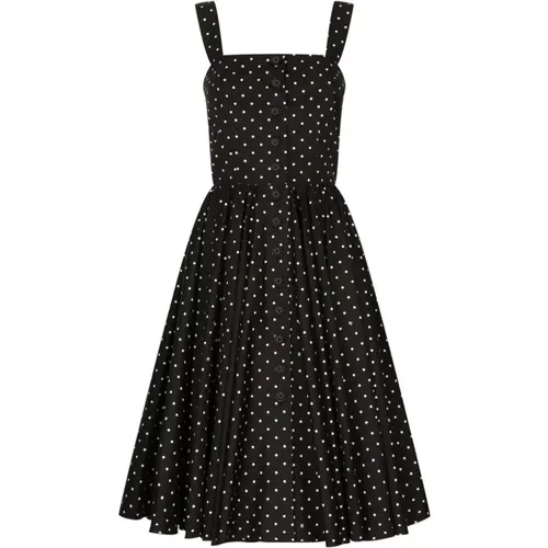 Polka Dot Midi Dress with Button Detailing , female, Sizes: M, 2XS, S - Dolce & Gabbana - Modalova