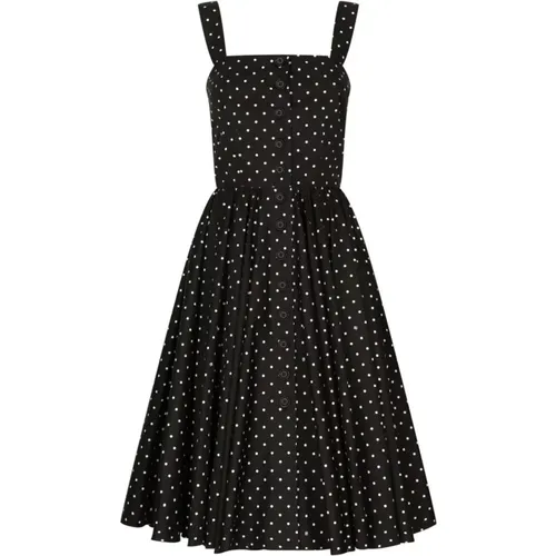 Polka Dot Midi Dress with Button Detailing , female, Sizes: M, L - Dolce & Gabbana - Modalova