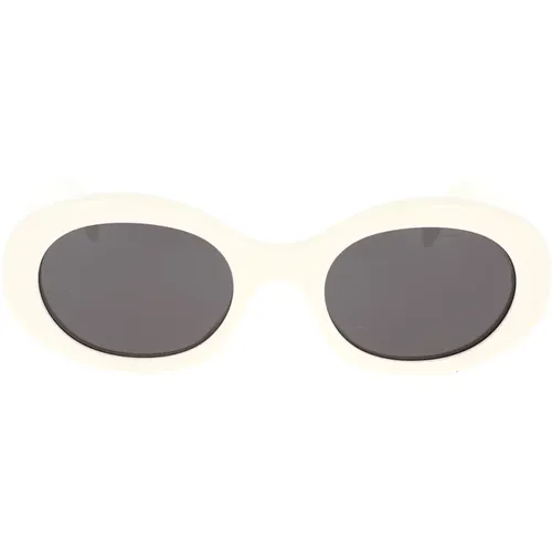 Oval Sunglasses with Ivory Acetate Frame and Gray Lenses , unisex, Sizes: 52 MM - Celine - Modalova