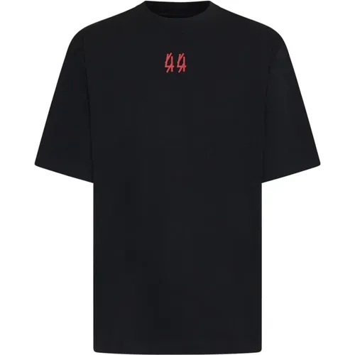 Schwarzes Baumwoll Logo Print T-shirt , Herren, Größe: L - 44 Label Group - Modalova