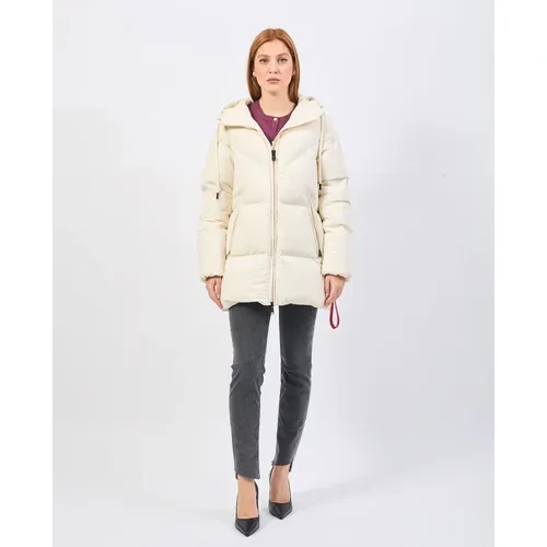 Weiße Stretch-Nylon-Steppjacke , Damen, Größe: S - Afterlabel - Modalova