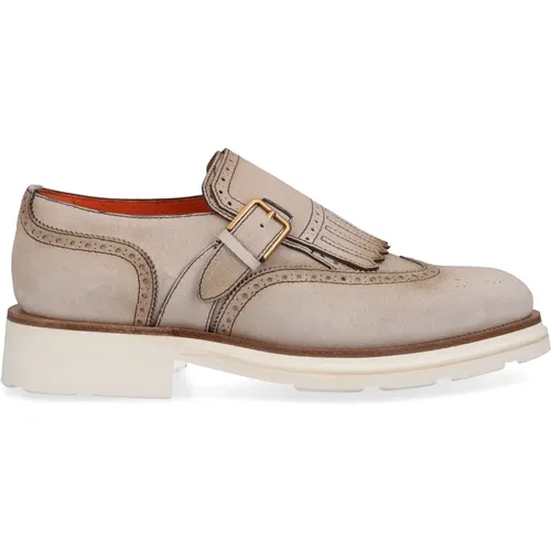 Veloursleder Monk Shoes 17747 , male, Sizes: 8 UK, 7 1/2 UK, 8 1/2 UK, 9 1/2 UK, 9 UK - Santoni - Modalova