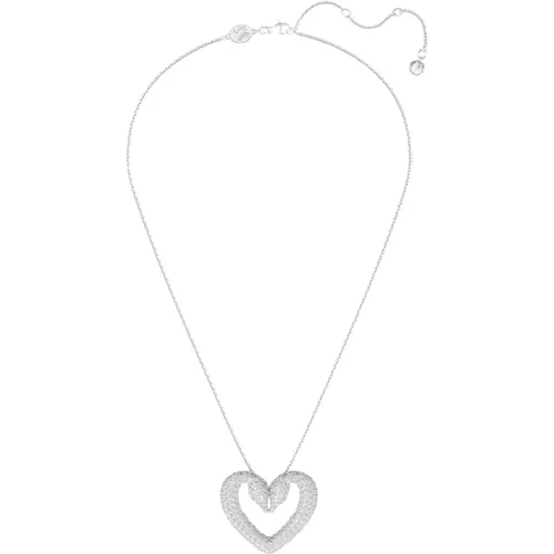 Herz Anhänger Halskette Weiß Silber , Damen, Größe: ONE Size - Swarovski - Modalova