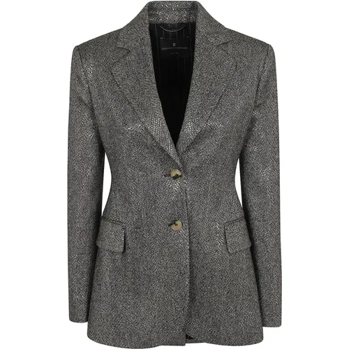 Schwarze Wollmischung Hahnentrittmuster Jacke - Ermanno Scervino - Modalova