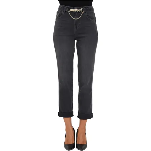 Schwarze Damen-Denim-Jeans mit passendem Gürtel - Liu Jo - Modalova