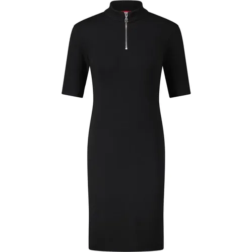 Casual Jersey Kleid mit Reißverschluss-Detail , Damen, Größe: XS - Hugo Boss - Modalova