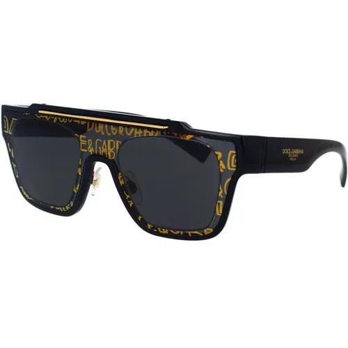 Quadratische Sonnenbrille mit goldenem Markendetail - Dolce & Gabbana - Modalova