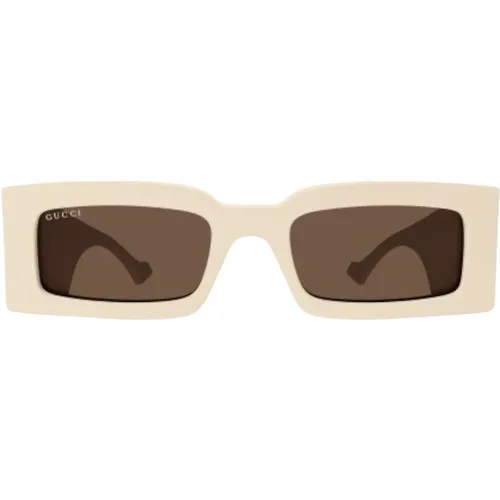 Ivory Brown Rechteckige Sonnenbrille , Damen, Größe: 53 MM - Gucci - Modalova