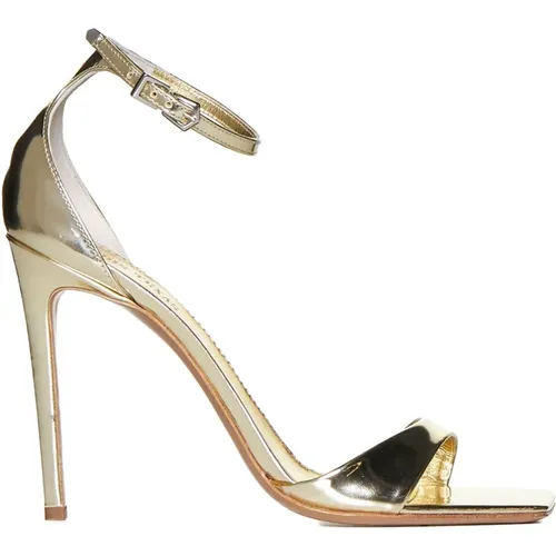 Golden High Heel Leather Sandals , female, Sizes: 4 UK, 3 UK, 5 UK - Paris Texas - Modalova
