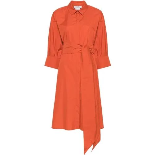 Carrot Poplin Dress Box-Pleat Detail , female, Sizes: 2XS - Max Mara - Modalova