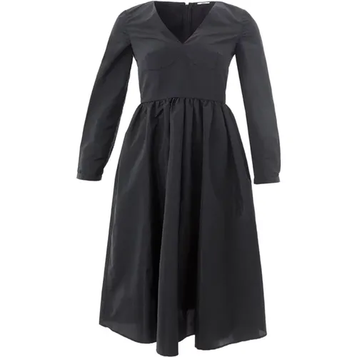 Schwarzes langes Kleid mit V-Ausschnitt, 100% Authentisch - Lardini - Modalova