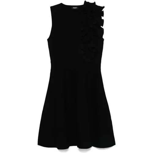 Schwarzes Gerüschtes Strickkleid , Damen, Größe: L - Liu Jo - Modalova