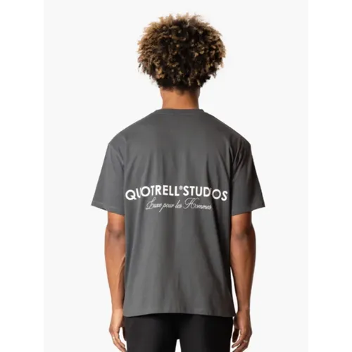 Herren Graues T-Shirt Trendy Backprint , Herren, Größe: S - Quotrell - Modalova