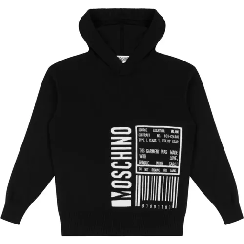 Schwarzer Kapuzenpullover mit Logo - Moschino - Modalova