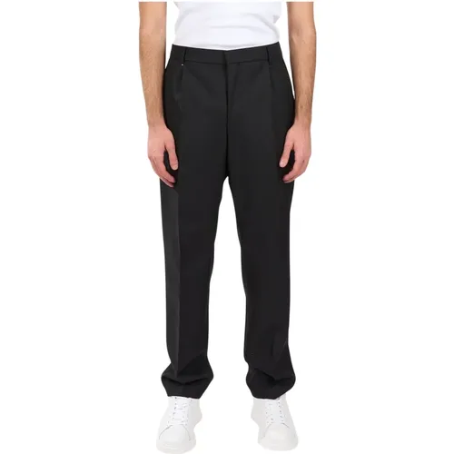 Virgin wool trousers with hidden closure , male, Sizes: M, L, XL - Hugo Boss - Modalova