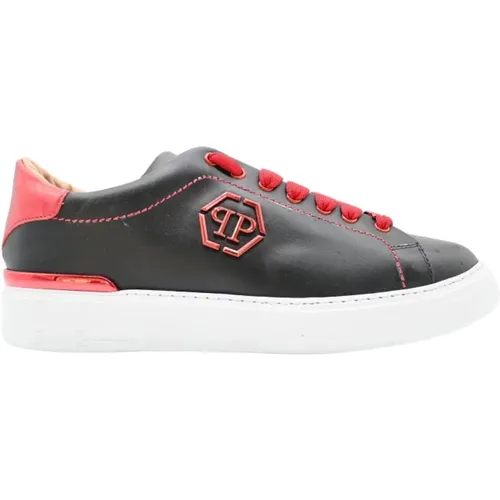 Black and Red Metal Sneakers , male, Sizes: 10 UK, 8 UK, 7 UK - Philipp Plein - Modalova