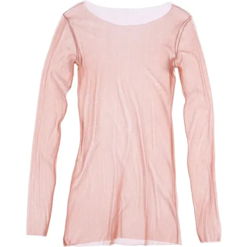 Silk Tulle Boat Neck Top , female, Sizes: M, L - Cortana - Modalova