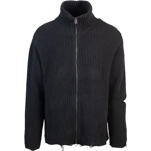 Zip-Up Sweater with High Neck , male, Sizes: M, L - A Paper Kid - Modalova