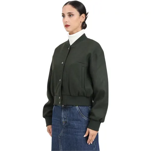 Grüne Bomberjacke Modernes Design , Damen, Größe: M - Only - Modalova