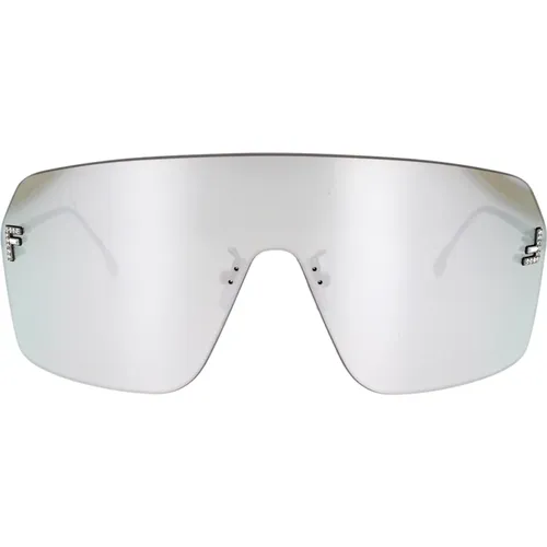 Moderne Sonnenbrille mit Kristalldetail , unisex, Größe: ONE Size - Fendi - Modalova